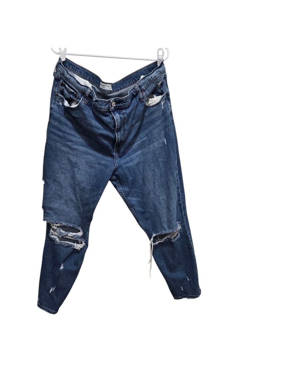 Abercrombie The Mom High Rise Ripped Jeans Size 20 35 Blue